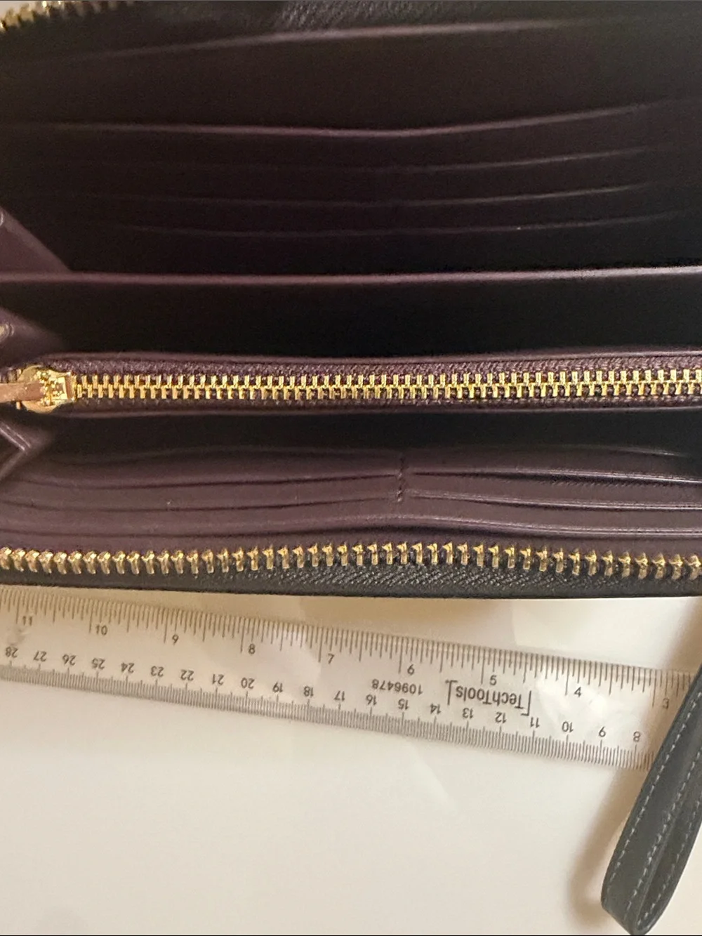 Coach Black Leather Zip Wallet with Gold Logo